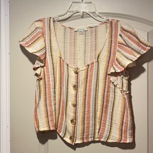 American Eagle Button Down Short Sleeve Blouse